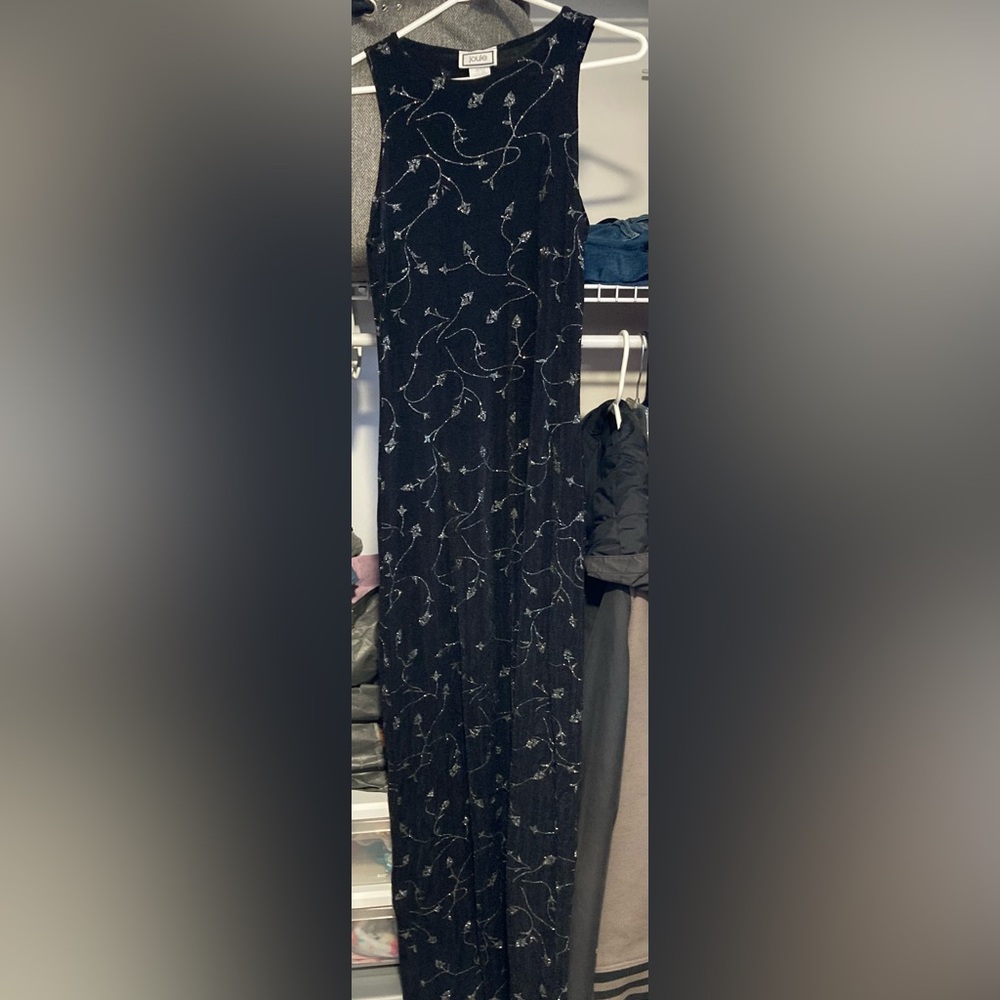Vintage Joule long sheath dress black and silver